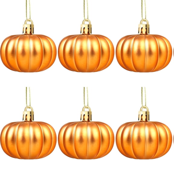24 Pcs Halloween Ornaments for Tree Decorations, Fall Pumpkin Ornaments Small Thanksgiving Tree Ornaments Balls, Shatterproof Plastic Glitter Christmas Xmas Indoor Outdoor Decor