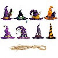 24 Pcs Halloween Ornaments Tree Decorations Witch Hat Pendants Hanging Mini Halloween Tree Decorations Purple