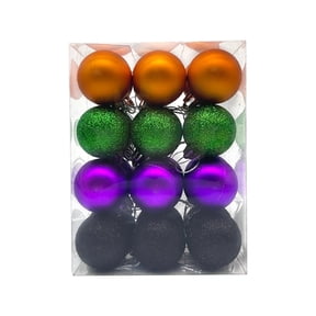 24 Pcs Halloween Tree Ball Ornaments 1.5 Inch Plastic Hanging Ornament Outdoor Plastic Decorations Ball with Loop for Halloween Party Supplies