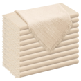 thumbnail image 1 of 24 Pcs Handmade Cloth Napkins 16x16 Inches Cotton Napkins with Fringe Washable Soft Rustic Dinner Napkins for Party Weddings Christmas Dinner Daily Use (Beige), 1 of 8