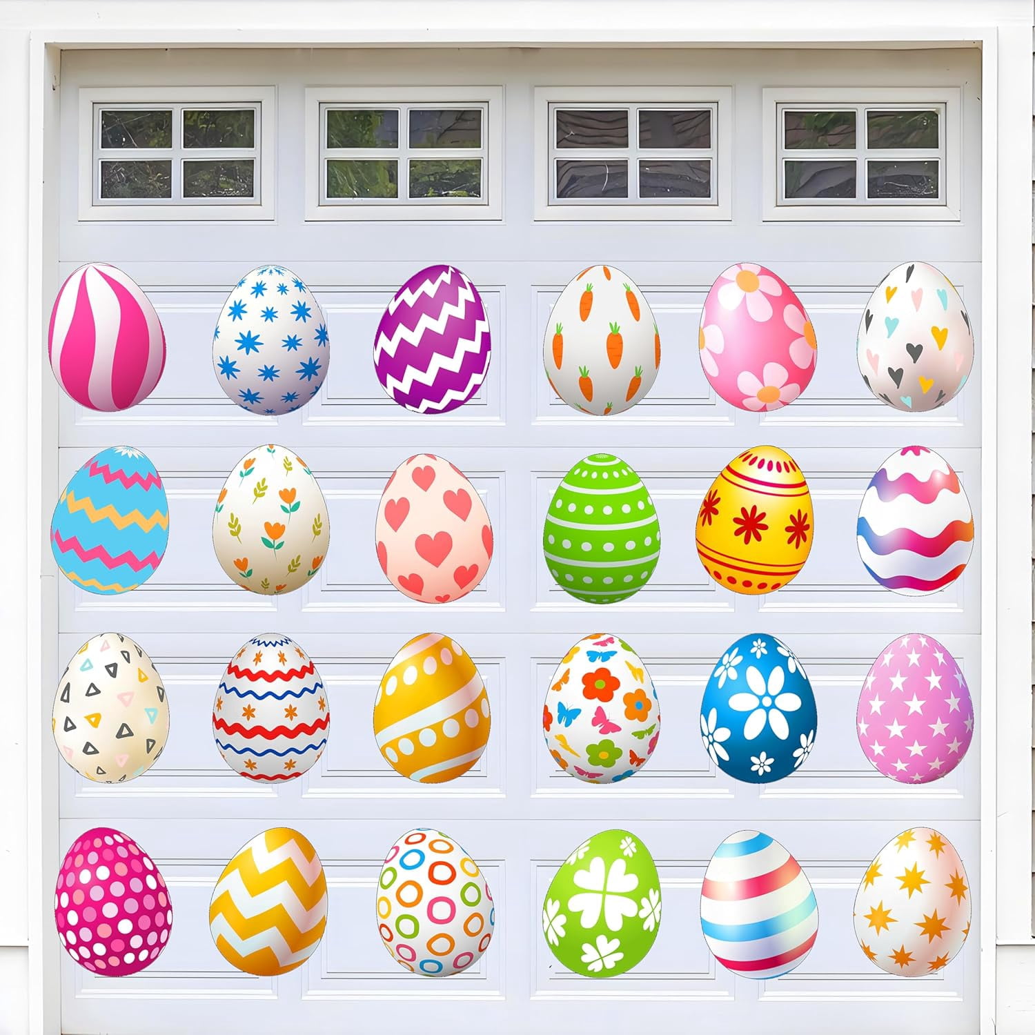 24 Pcs Happy Easter Garage Door Decoration Magnets Magnetic Easter Decoration Big Easter Egg Carrot Holidays Magnetic Stickers for Car Fridge Dishwasher Party Decor Supplies (Colorful Egg)