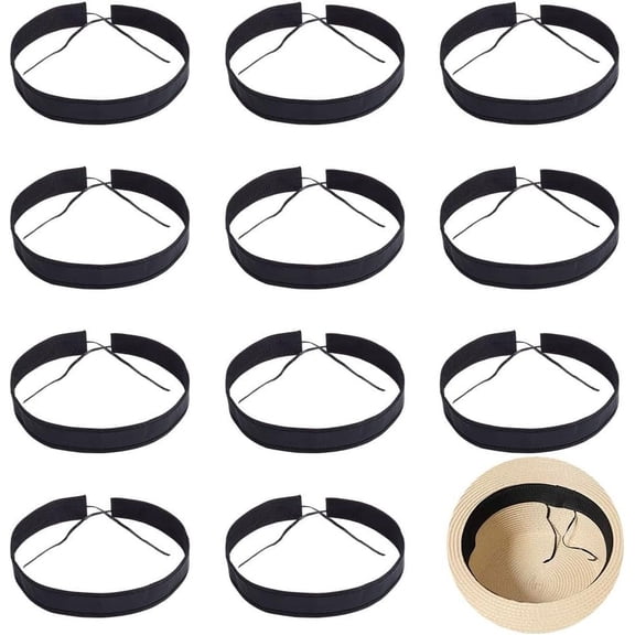 24 Pcs Hat Size Tape Hat Size Reducer Adjustable Hat Tape Bands Hat Sizer Insert for Hats Caps Sewing Crafts Accessories Black 241.2 inch Black