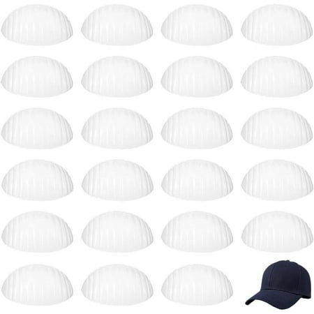 24 Pcs Hat Support Pad Holder 4.3x6.7x2.4inch Plastic Half Hat Stay Baseball Cap Baseball Hat Support Holder Cap Inner Support Protector Hat Shaper for Baseball Cap Hat Storage Supplies Clear