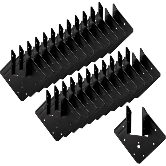 24 Pcs Heavy Duty Black Hurricane Ties for Rafter, 13 Gauge(Thick 2.2mm) Hurricane Straps, Black Powder Coating Joist Hangers Fit 2x4,2x6 Rafter Ties for Roofing Trusses Wood Timber Brackets