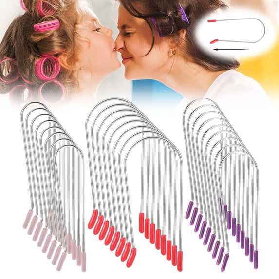 24 Pcs Hot Roller Clips - Hot Curler Clips Replacement Kit, All Sized Rollers Curlers ¾" 1" 1¼", Stainless Steel Hair Clips, Salon Hair Styling Accessories, Christmas Gift for Hair Stylists
