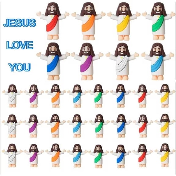 24 Pcs Hugging Mini Jesus Figurines, PVC Religious Favors for Easter Egg Fillers, Baptism Gifts & Church Events.