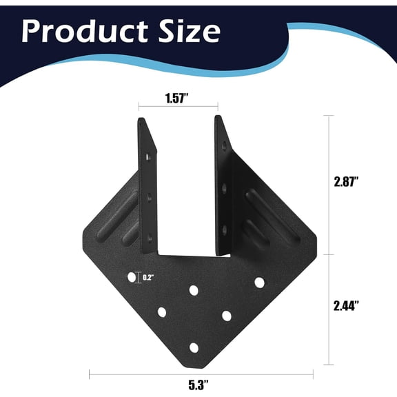 24 Pcs Hurricane Tie, 14-Gauge(2MM) Heavy Duty Joist Hangers, Black Powder Coating Roof  Fit 2X Truss to Rafter Connector for Roofing Trusses Wood Timber Connectors with Screws