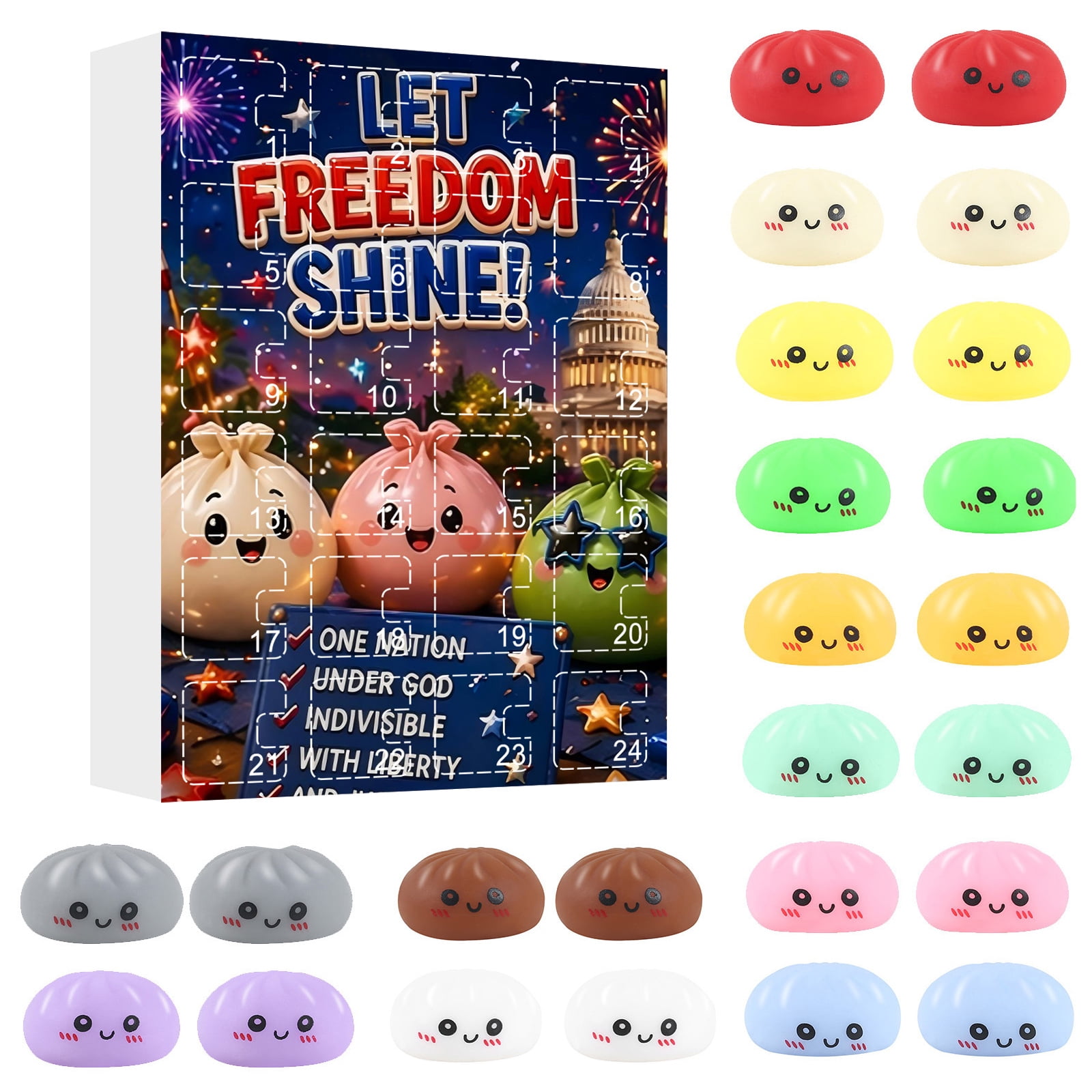 24 Pcs Independence Day Silicone Fidget Toys, 4th of july decorations ...