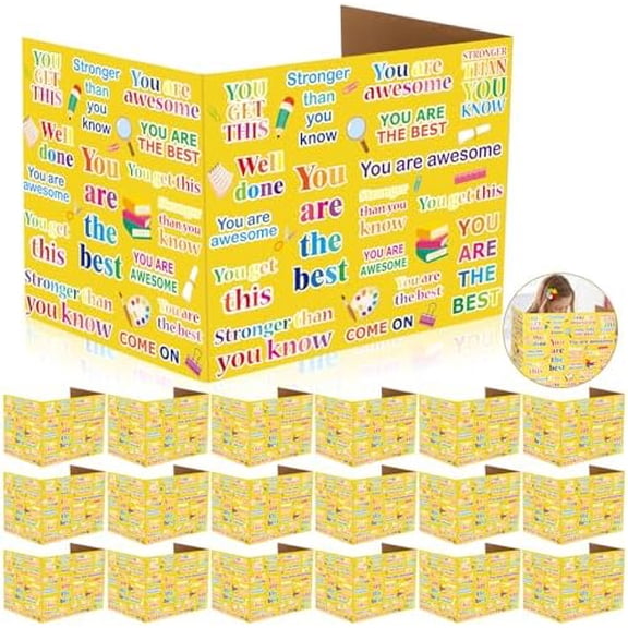 24 Pcs Inspirational Desk Divider Bulk for Student Thick Cardboard School Privacy Folder Classroom Desk Testing Divider Foldable Durable Colored Partition Board for Teacher Reduces Distraction