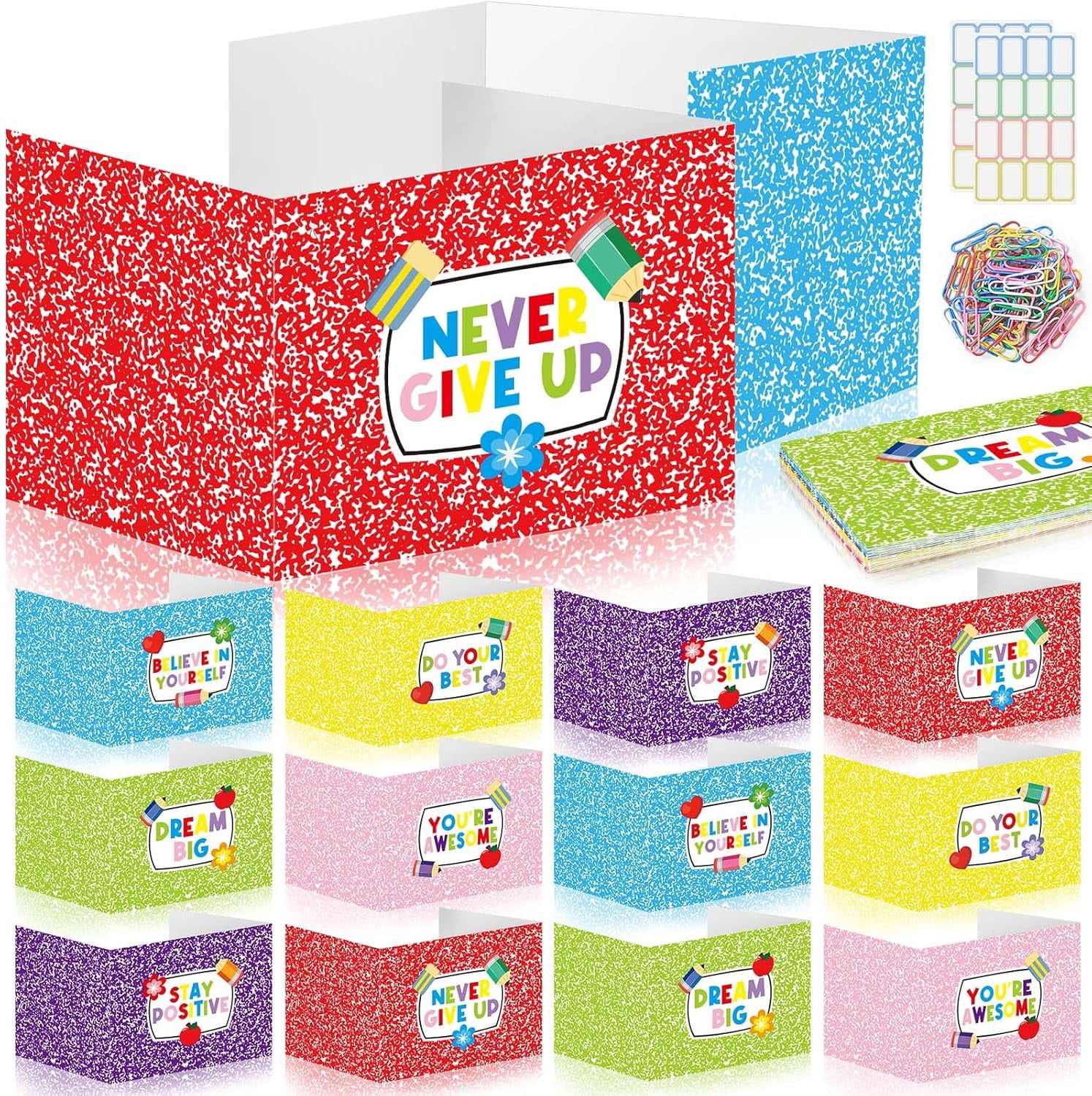 Students Folder Design 24 Pcs Inspirational Privacy Folders Standard for Students Cardboard ...