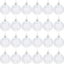 24 Pcs Iridescent Christmas Ornaments Balls Clear Plastic Ornaments for Crafts with Thread Tree Decorations for Holiday Party (1.6 Inch)
