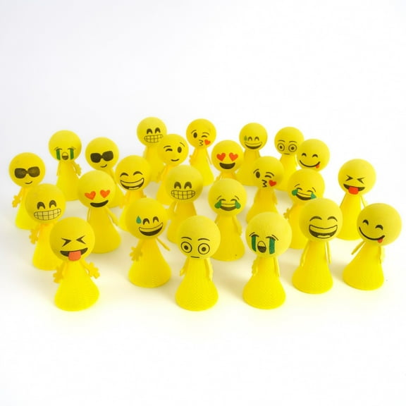 24 Pcs Jumping Emoticon Popper/Launcher - LED Light Up Fun Party Favors, Goodie
