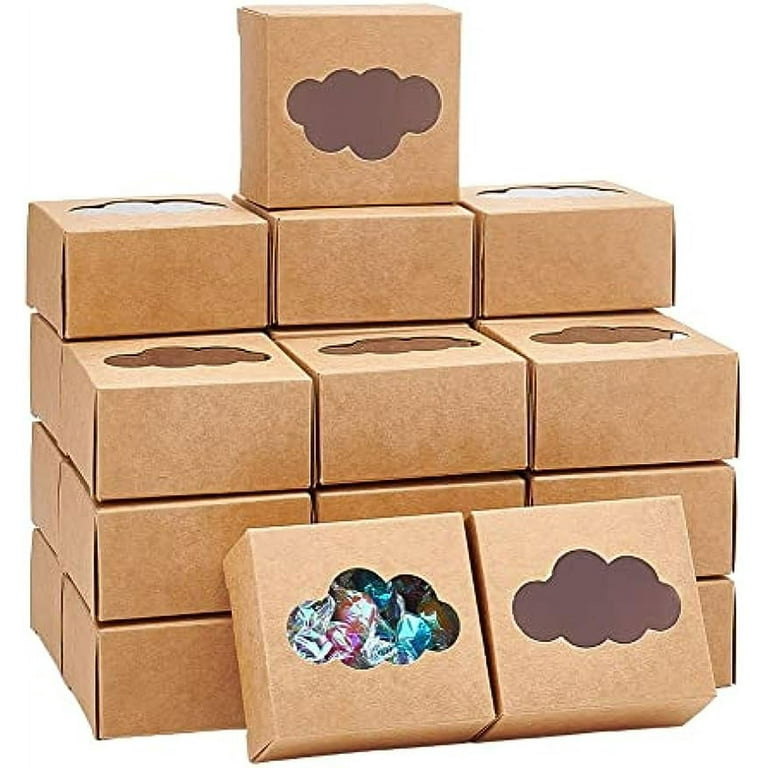 Paper Mart 25ea - 4 X 4 X 1-3/4 Kraft Square Window Cookie Box-Pkg Kraft Bakery Cookie Box W/ Window | 3.74x2.36x7.28" – HD Bio Packaging