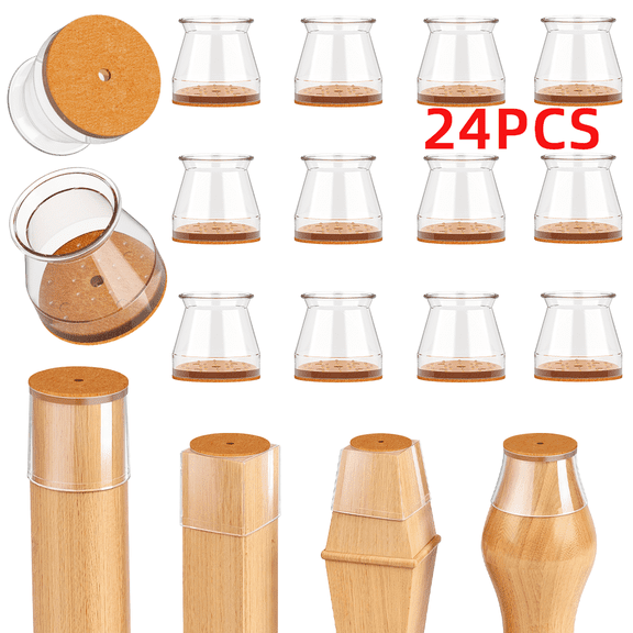 24 Pcs Large Chair Leg Floor Protectors for Hardwood Floors Round Silicone Covers Felt Pads Furniture Leg Caps Anti-Scratch Reduce Noise Fit (1-5/16" to 2")