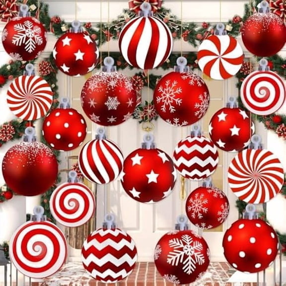 24 Pcs Large Christmas Ornaments 9 Inch/6 Inch Double Sided Outdoor Christmas Decorations Oversized Holiday Yard Decor for Xmas Tree Yard Lawn Decor$$Garden &
