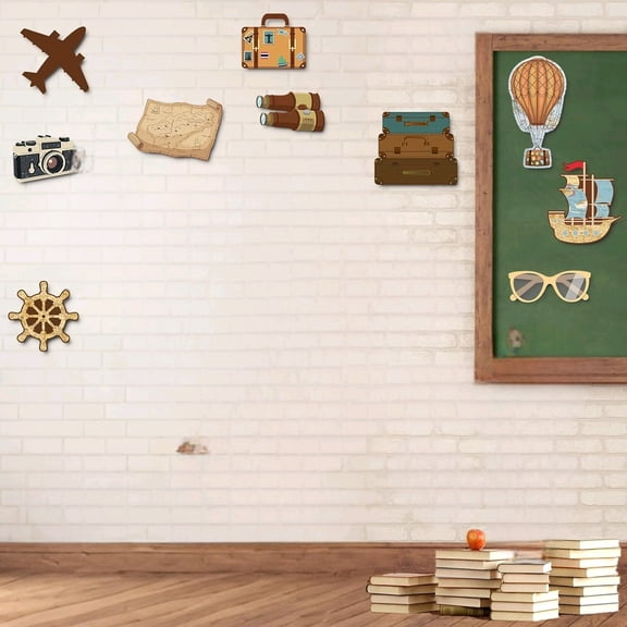 24 Pcs Large Travel Theme Bulletin Board Set Large Vintage Globe Paper Cutouts World Map Adventure Explore Classroom Decor for Teachers Students Back to School Wall Chalkboard Decor 34.4 x 47.2 in