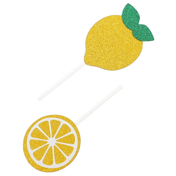 24pcs Cupcake Topper Yellow Lemon Birthday Party Decorations