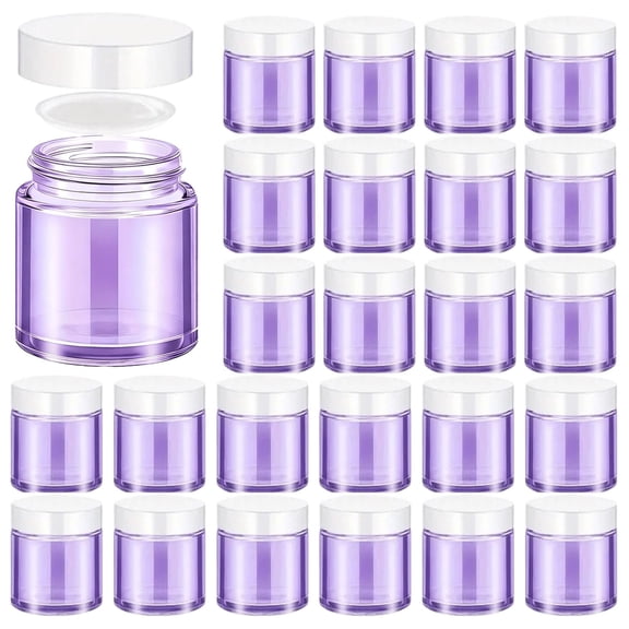 24 Pcs Light Purple Glass Jars with Lids Leakproof Round Airtight Empty Cosmetic Jars with Inner Liners Lid for Storing Lotions, Powders, Moisturisers and Cosmetics (4oz)