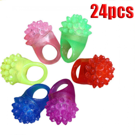 24 Pcs Light Up LED Rings Finger Rings Light Flashing Rings Large Birthday Party Favor