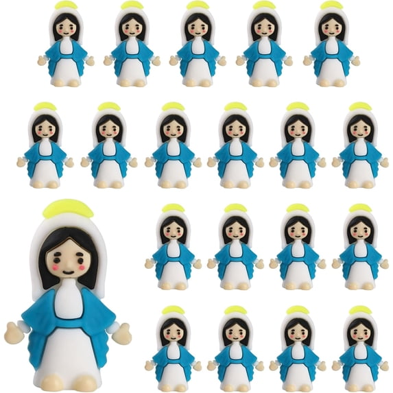 24 Pcs Little Virgin Mary Figurines, Christ Toys Mini Virgin Mary Figures, Little Figures to Hide and Seek Sunday School Religious Party Favors Gift for Sunday Easter Eggs, Blue