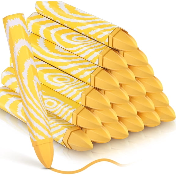 24 Pcs Lumber Crayons Bulk Wax Tire Marker Drawing Crayons for Marking on Lumber Metal Wood Carton Ceramics Glass Plastic, 3.94 x 0.55 Inch (Yellow)
