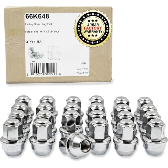 24 Pcs M14 x 1.5 OEM Style Lug Nuts ACPZ-1012-B | 611-008 1.66" Long Chrome 13/16" Hex Fits 2015 + Ford F150 Expedition F-150 | 2022+ Lightning| 2015+ Lincoln Navigator
