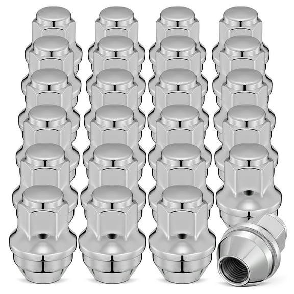 24 Pcs M14x1.5 One - Piece Silver Chrome Closed End Lug Nuts - 13/16" (21mm) Hex, 1.75" (44.5mm) Tall, Cone Seat - Compatible with Ford Expedition & Lincoln MKX
