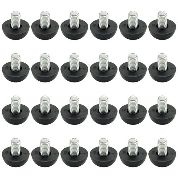 24 Pcs M8 Adjustable Foot Pads, Metal Threaded Feet with Black Plastic Base, Adjustable Furniture Feet for Stability, Compatible with Imported Furniture, Anti-Scratch and Noise Reduction