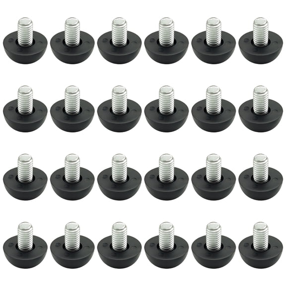 24 Pcs M8 Adjustable Leveling Feet, Metal Thread Furniture Glides with Black Base, Stabilizing Furniture Legs for Imported Furnishings, Floor Protection, Sound Dampening