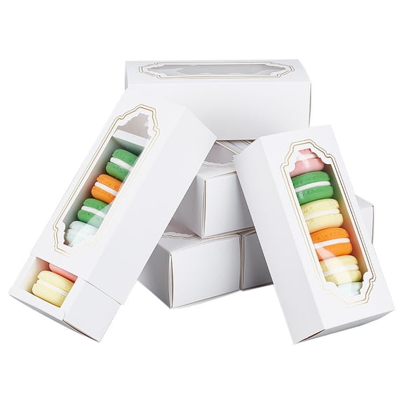 24 Pcs Macaron Drawer Boxes 6.1x2.56x1.97inch Pastry Cardboard Dessert Box With Window Cardboard Packaging Boxes Bakery Pastry Boxes