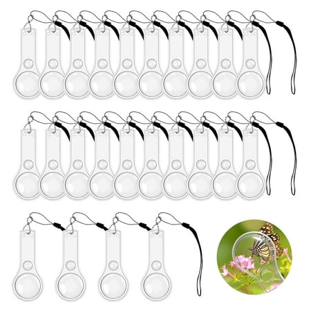 24 Pcs Magnifying Glass for Kids, Mini Handheld 10X Plastic Magnifier for Kids Classroom Reading Outdoors Science Observation and Seniors Reading
