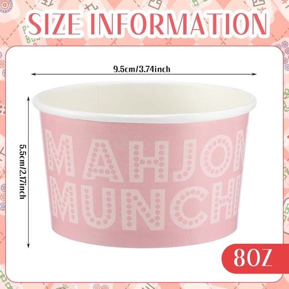 24 Pcs Mahjong Snack Bowl 8 oz Mahjong Themed Party Supplies Paper Munchies Cups for Party Suitable for Game Night Table Playing, Snacking, Birthday, and Dining Together$$Home Decor, Kitchen, & Other