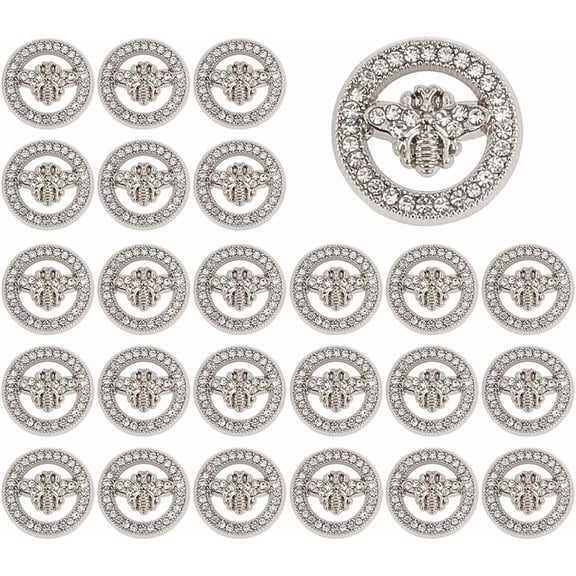 24 Pcs Metal Blazer Buttons 17.5mm Retro Bee Pattern Alloy Rhinestone Flat Round Buttons Metal Hand Sewn Foot Button for Blazer Suits Shirt Uniform Coat