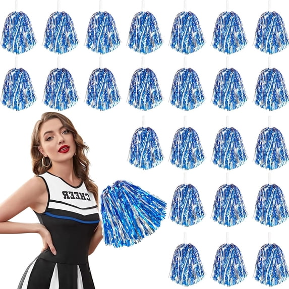 Hatisan -Pro 4Pcs Large Cheerleader Pom Poms, Pom Poms Cheerleading Metal Foil & Plastic Ring Pompoms Cheerleader, Cheerleading Poms Accessory Set Pompoms Cheer for Sports Team Spirit Cheering 14