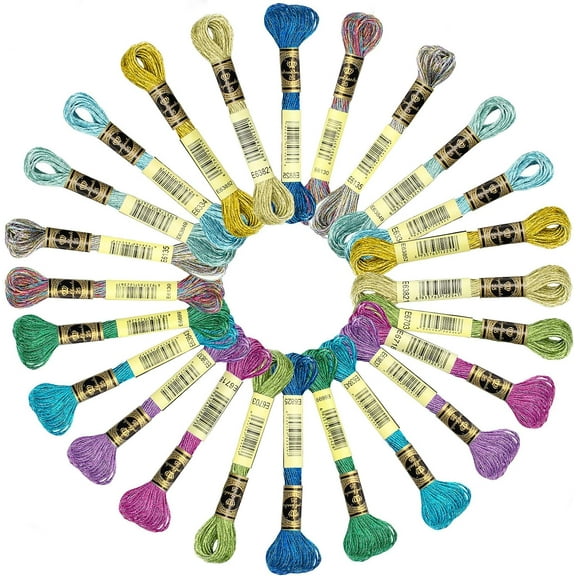 " 24 Pcs Metallic Embroidery Floss Assorted Colors Metallic Needlework Thread Glitter Embroidery Thread Polyester Cross Stitch Thread for DIY Embroidery Decorative Sewing Crafts"