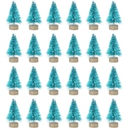 24 Pcs Mini Christmas Tree Miniature Pine Trees with Wooden Base Bottle Brush Trees Artificial Xmas Trees Tiny Trees for Crafts Christmas Party Home Decoration