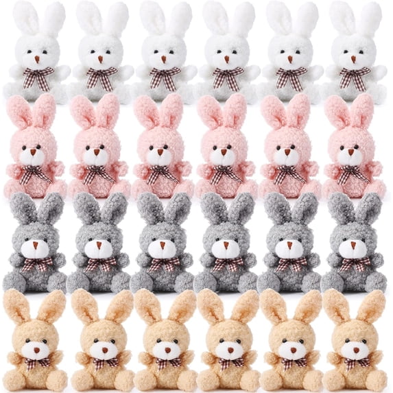 24 Pcs Mini Curly Plush Bunny Charm, 4.7 Inch Stuffed Rabbit Pendant ...