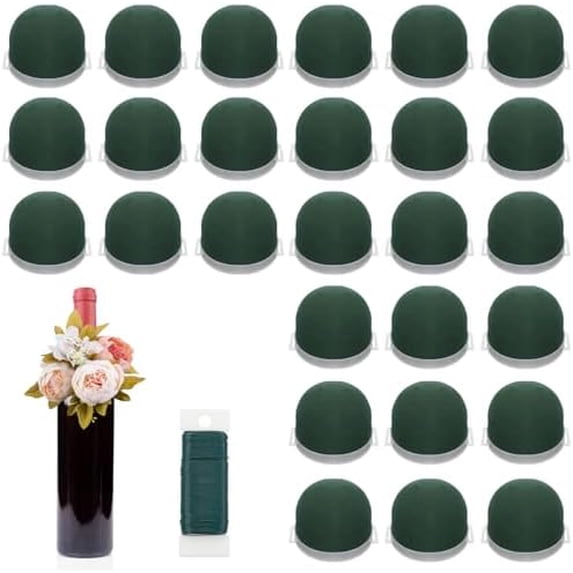 24 Pcs Mini Floral Foam Holder Round Floral Foam with Green Arrangement Wire Arrangement Supplies for Table Wedding Wine Bottle Decor$$Art & Craft
