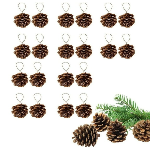 24 Pcs Mini Hanging Pinecone Ornaments,Mini Pinecone Ornaments,Thanksgiving Decorations,Fall Ornaments for Party,Wedding Decor