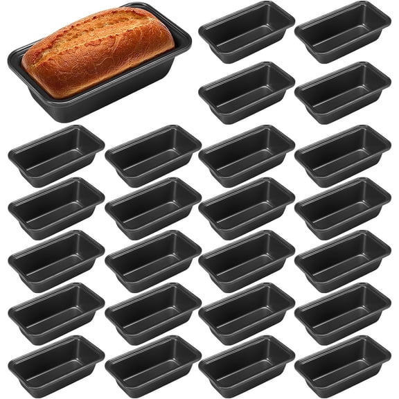 24 Pcs Mini Loaf Pan for Baking Bread Non Stick Small Banana Bread Tins Mini Loaf Pans for Nonstick Tiny Meatloaf Pan Carbon Steel for Oven and Baking (6 * 3.3 * 2inch,Grey)