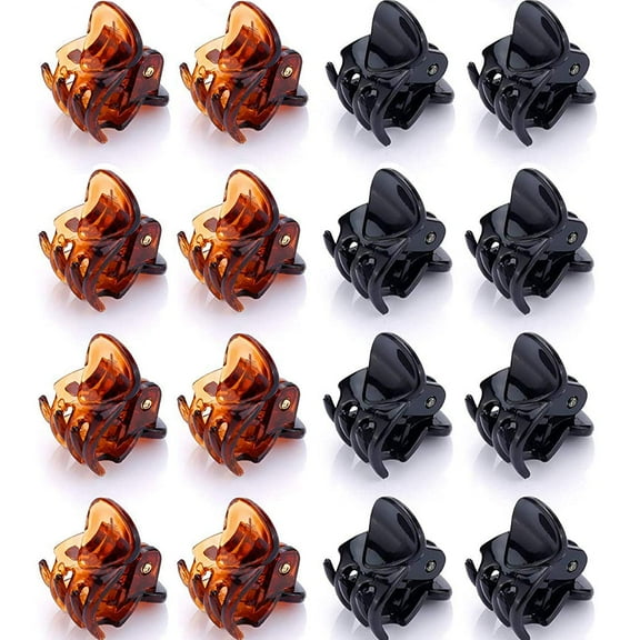 24 Pcs Mini Non Slip Hair Claw Clips Clamps for Women Girl's Hair Black and Brown