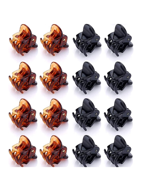 24 Pcs Mini Non Slip Hair Claw Clips Clamps for Women Girl's Hair Black and Brown