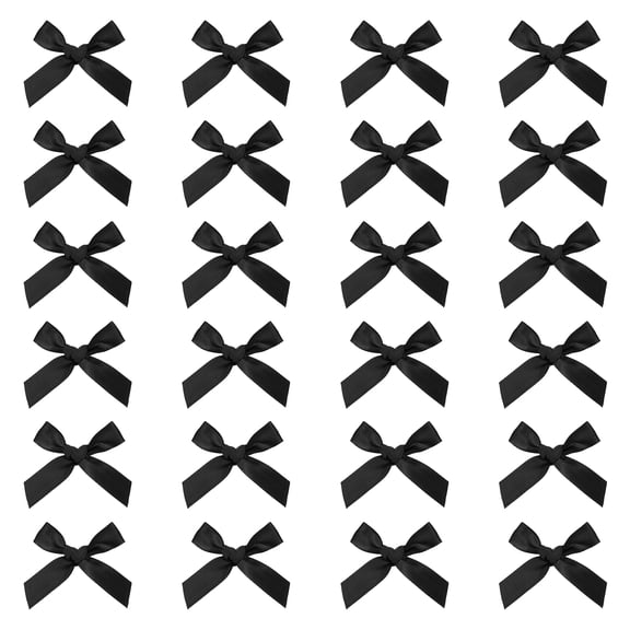 24 Pcs Mini Ribbon Bow 1.8 Inch for Craft DIY Cake Sewing Wedding Birthday Party Wrapping, Black