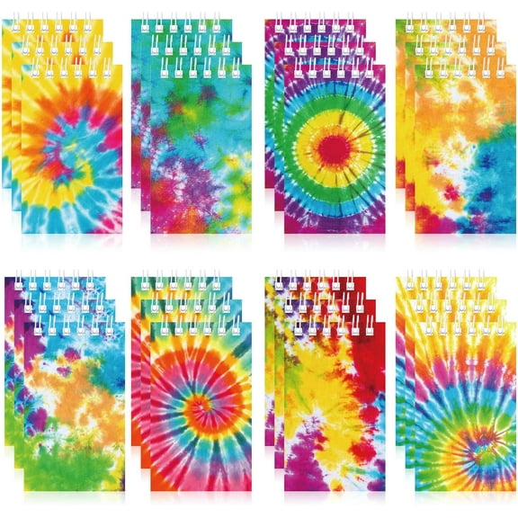 24 Pcs Mini Tie Dye Notebooks 2.36 x 3.94 Inch Little Pocket Notepads Mini Spiral Note Pads Set Blank Small Notebook for Tie Dye Party Favors Pastel Art Birthday Party Supplies