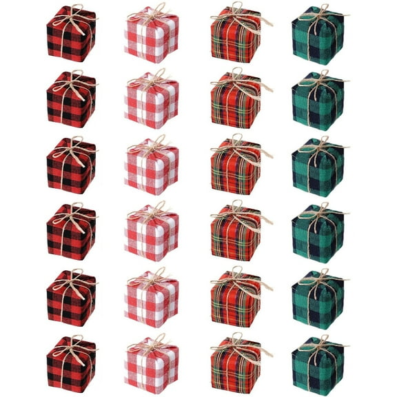 24 Pcs Miniature Box Ornaments Hanging, NOGIS Christmas Mini Presents, Christmas Tree Small Gift Boxes Hanging Decorations for Craft