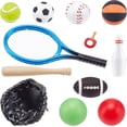 thumbnail image 1 of 24 Pcs Miniature Sports Set Mini Baseball Tennis Football Basketball Rugby Bowling Table Tennis Ball Clubs Ball Bats Mini House Decoration Accessories for Collection, 1 of 6