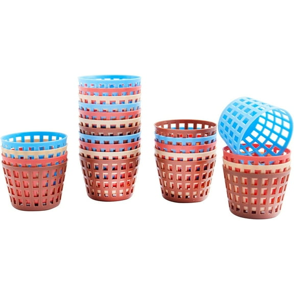 24 Pcs Miniature Storage Basket 1/12 Scale Mini Plastic Fruit Vegetable Baskets Realistic Round Laundry Baskets for Mini House Bedroom Bathroom Fairy Garden Decoration