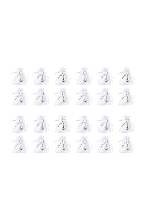 24 Pcs Mirror Disco Ball Keychain with Drawstring Sheer Organza Bags Thank You Tags 70s Accessories Disco Favor