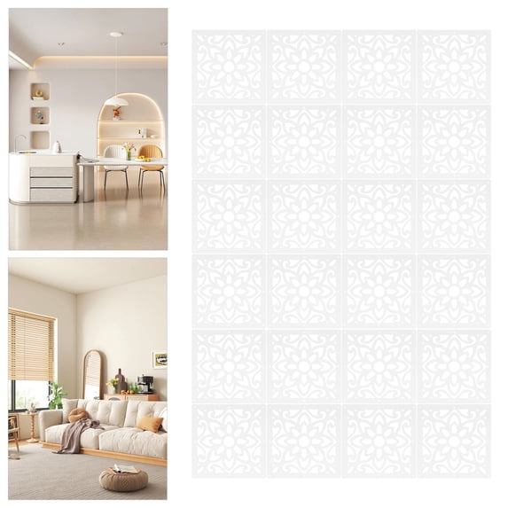 24 Pcs Modern Hanging Room Divider White Decorative Wall Screen Panels Hollow Out Design Screen Panels