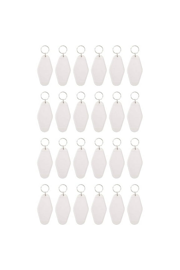 24 Pcs Motel Keychain DIY Blank Hotel Keychains Sublimation (White)